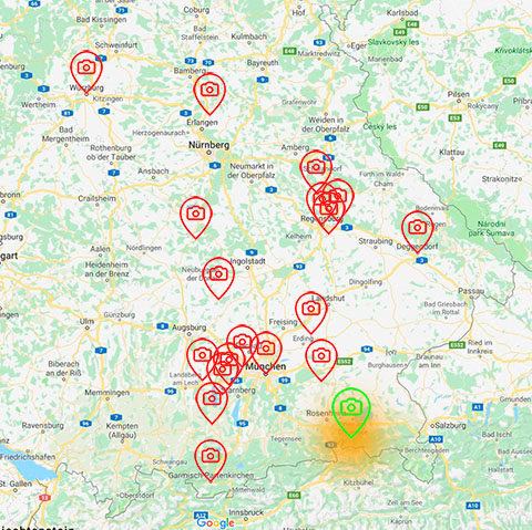 Karte Hochzeitsfotograf Bayern